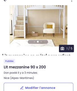 Meubles lit mezzanine 90 x 200