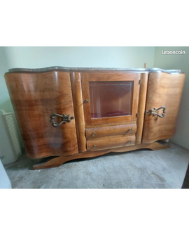 Meubles buffet en bois avec plateau en marbre gris