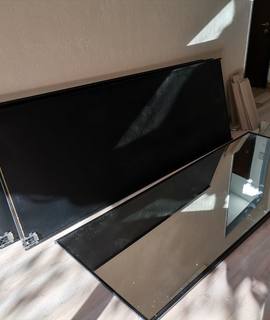 Meubles 4 portes coulissantes pour placard cadre noire avec miroirs intégraux