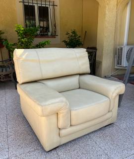 Meubles fauteuil cuir beige