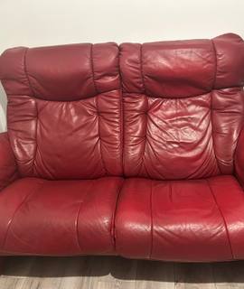 Meubles canapé rouge en cuir 2/3 places