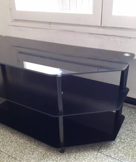 Meubles meuble / table tv en verre noir