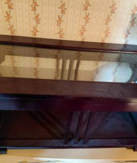 Meubles table en bois exotique  et verre