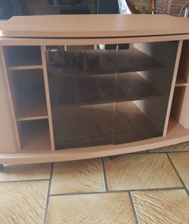 Meubles meuble télé avec plateau pivotant et 2 vitrines