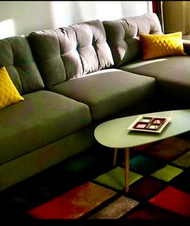 Meubles canapé convertible tissu gris BE