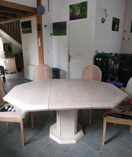 Meubles table octogonale modulable avec rallonge + 4 chaises - salle à manger