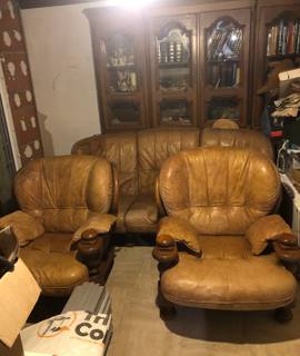 Meubles Canapé et 2 fauteuils en cuir