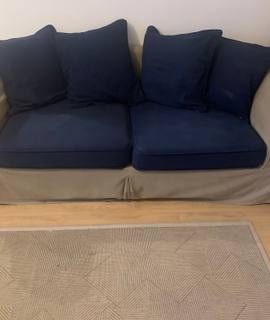 Meubles a donner canapé marque interiors bleu marine et taupe. Assise en très bonne état