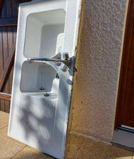 Meubles évier 2 bacs, en céramique blanche