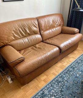 Meubles canapé cuir marron