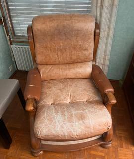Meubles fauteuil cuir marron