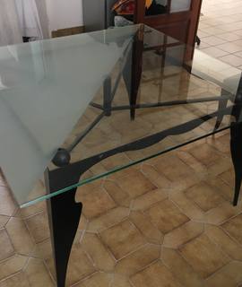 Meubles table en verre et metal