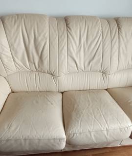 Meubles canapé 3 places en cuir beige