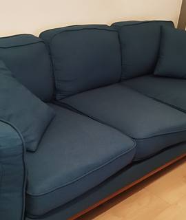 Meubles canapé tissu bleu 3 places