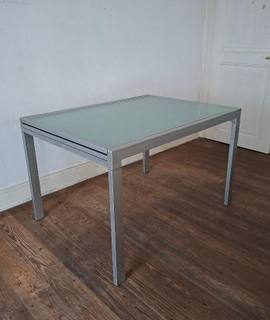 Meubles table extensible design acier/verre – 6 à 12 personnes