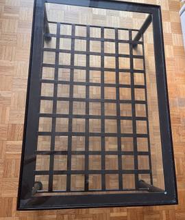 Meubles table basse de salon structure en fer forgé plateau vitré