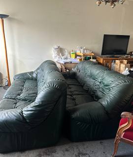 Meubles 2 canapés et une table ronde en bois