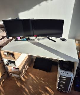 Meubles bureau blanc et bois avec rangements