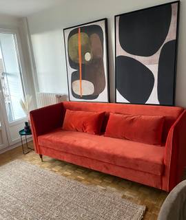 Meubles canapé Velours Orange convertible en lit