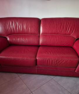 Meubles un beau canapé rouge en cuir avec un fauteuil assorti