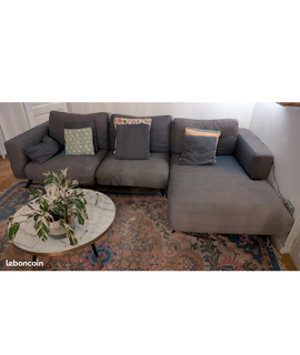 Meubles canapé d'angle XL gris bleu