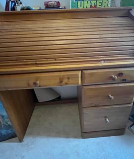Meubles bureau/secretaire bois brut rideau coulissant