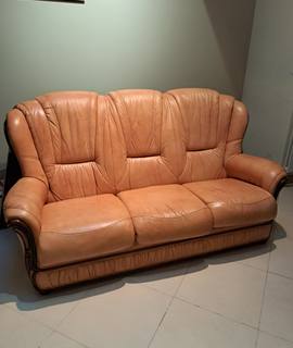 Meubles canapé fixe 3 places en cuir