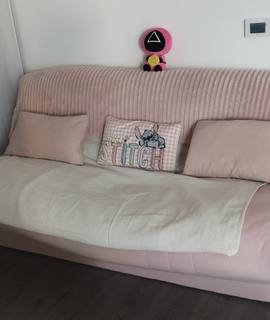 Meubles canapé clic clac 3 places rose poudré