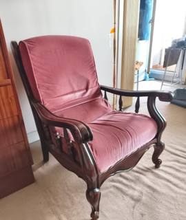 Meubles fauteuil en bois et assise velour - excellent état