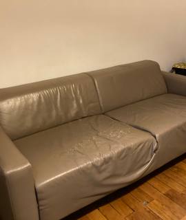 Meubles canapé 3 placés cuir gris