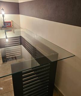 Mobilier bureau bois anthracite plateau en verre 80 x150