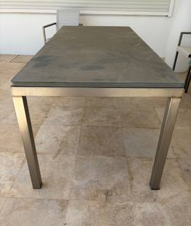 Mobilier table inox env 170x83 plateau ardoise