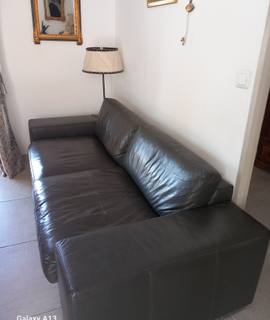 Mobilier mMagnifique canapé en cuir gris anthracite