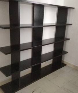 Mobilier etagere bois noire plaque frene