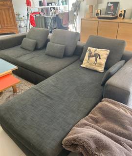 Mobilier canapé d'angle Habitat — Tissu anthracite -