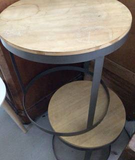 Mobilier deux tables gigogne bois et métal