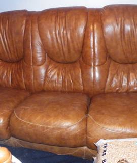 Mobilier canapé cuir marron