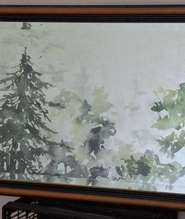 Mobilier miroir encadré en chêne massif