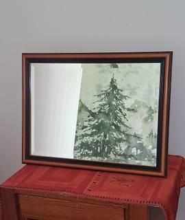 Mobilier miroir encadré en chêne massif