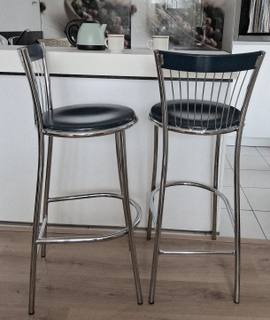 Mobilier 2 chaises de bar métal et bois