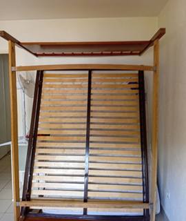 Mobilier lit 2 place en bois avec matelas