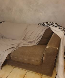 Mobilier grand canapé fixe 3 places avec coussins amovibles