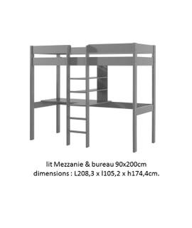Mobilier lit mezzanine combine bureau