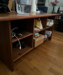 Mobilier grande table basse en bois avec cases de rangement